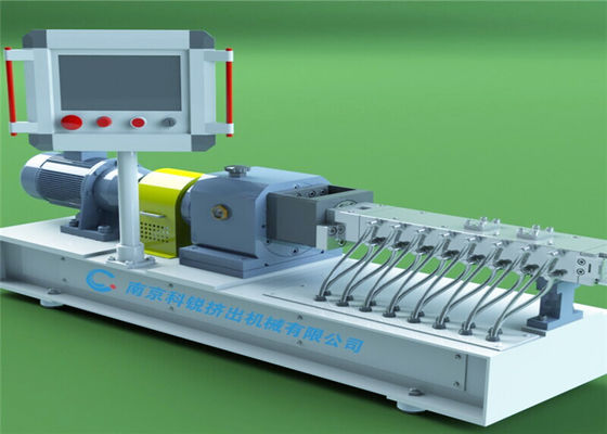 Cina 16mm Laboratorium Twin Screw Extruder Untuk Plastik Compounding Bench Top Type pemasok